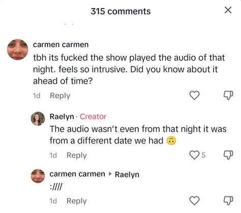 Rae commented on tiktok: the audio from that night was ...